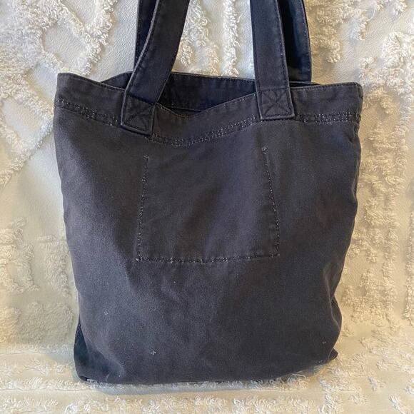 HOLLISTER Distressed Subliminal Canvas Tote Navy Blue Unisex Sz OS Retro Y2K - Picture 2 of 9